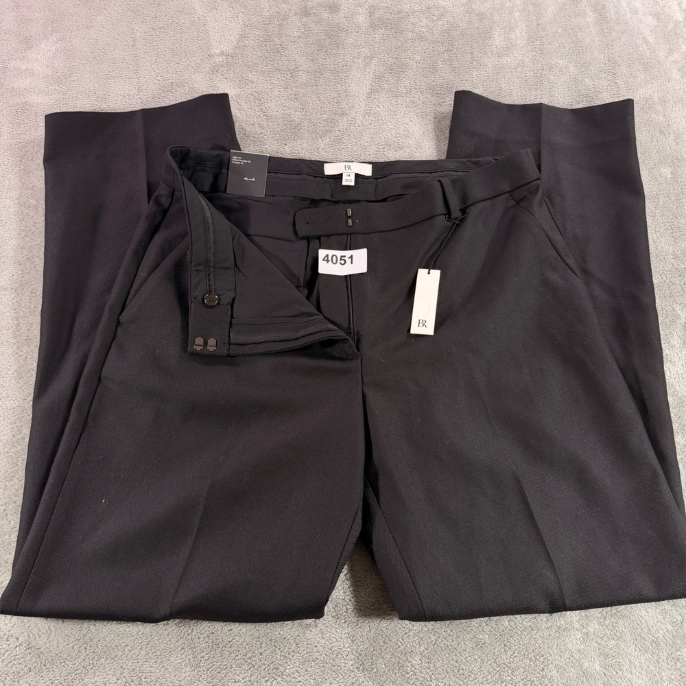 Banana Republic Dress Pants Women 14 Black 100% Wool Straight Leg 773624-00